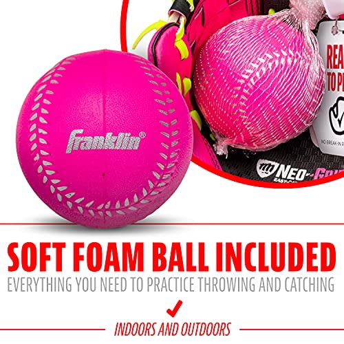 Franklin Sports Teeball Glove - Left and Right Handed Youth Fielding Glove - Neo-Grip - Synthetic Leather Baseball Glove - 9.0 Inch Right Hand Throw - Ready To Play Glove with Ball - Pink