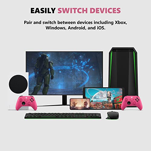 Xbox Wireless Controller Deep Pink - Wireless & Bluetooth Connectivity - New Hybrid D-Pad - New Share Button - Featuring Textured Grip - Easily Pair & Switch Between Devices