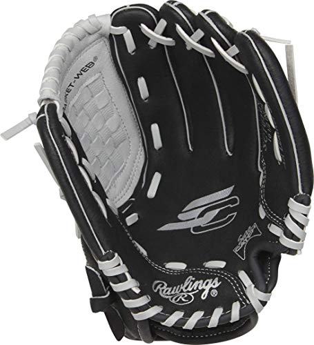 Rawlings boys 10.5" | Ages 6-8 Baseball Glove, Black/Grey, 10.5 inch US