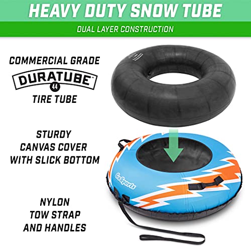 GoSports 44 in Heavy-Duty Winter Snow Tube with Premium Canvas Cover - Commercial Grade Sled - Choose Your Style