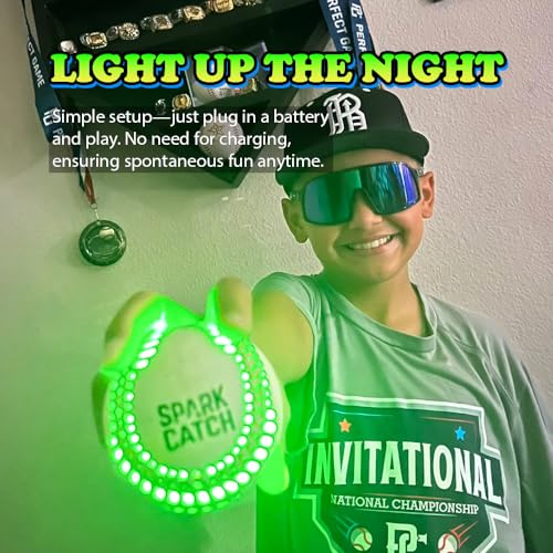 SPARK CATCH Light Up Baseball, Glow in The Dark , Perfect Gifts for Boys, Girls, and Players, Official Size and Weight with Genuine Leather (Neon Green)