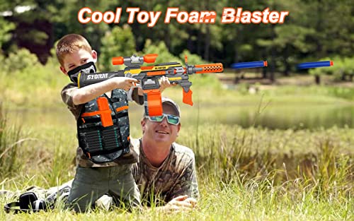 Xmifer Toy Guns Electric Machine Gun for Nerf Guns Automatic, Nerf Guns Sniper with Scope, 2 Magazines Tactical Vest Kit with 100 Darts, Nerf Guns for Kids Ages 8-12 Toy Gifts for Birthday Christmas