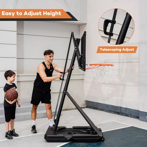 Aimking Portable Basketball Hoop Outdoor System with 29-44 Inch Shatterproof Backboard, 3.2FT-10FT Height Adjustable Basketball Goal System for Youth/Teens/Adults Indoor Outdoor
