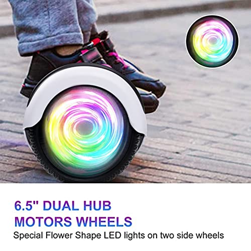 SISIGAD Hoverboard for Kids Ages 6-12, with Built-in Bluetooth Speaker and 6.5" Colorful Lights Wheels, Safety Certified Self Balancing Scooter Gift for Kids