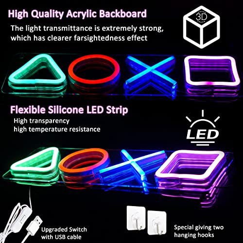 Neon Sign Playstation Icon Light for Bedroom Wall Decor USB Powered with Switch Gaming Accessories Acrylic Neon Light Led Signs for Video Game Room Bar Sign Kids Birthday Party Decoration Gamer Gifts Giving Christmas