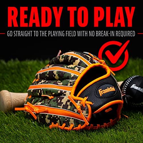 Franklin Sports Kids Baseball + Teeball Glove + Ball Set - RTP Youth Baseball Glove + Foam Ball - Boys + Girls - Orange - Right Hand Throw - 9.5"