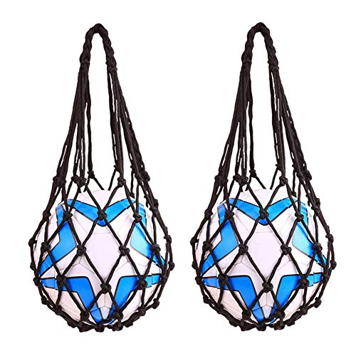 EastyGold Basketball Net Bag Soccer Football Mesh Storage Sports Ball Holder Nylon Carry Bag Durable Single Ball Carrier 2 Pack Black Fit Ball 3 4 5