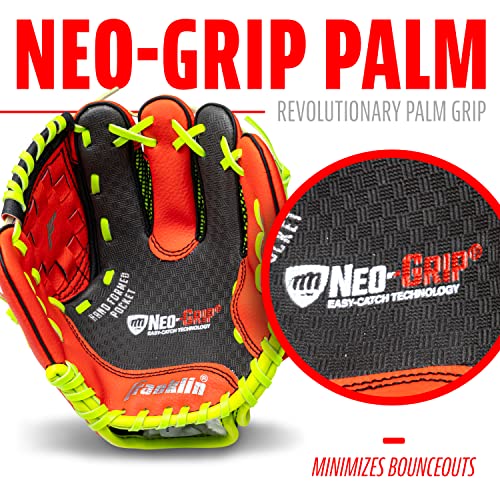 Franklin Sports Kids Baseball Glove - NeoGrip Boys + Girls Youth Tball Glove - Toddler Teeball + Baseball Mitt - Right Hand Throw - Red - 9.0"