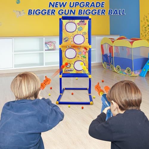 Shooting Game Toy for Boys - 2 Player Toy Foam Blaster Air Guns, 24 Foam Bullet Balls Popper & Standing Shooting Target, Birthday Gifts for Age 3 4 5 6 7 8 9 10-12 Years Old Kids, Girls