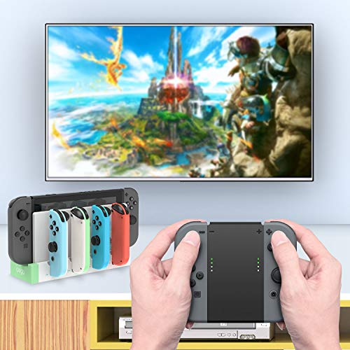 FYOUNG Charging Station for Switch Joy Cons Controllers, Charging Dock Base Station for Switch Joycons with Indicator, Charger Station Stand for Joy Cons- White