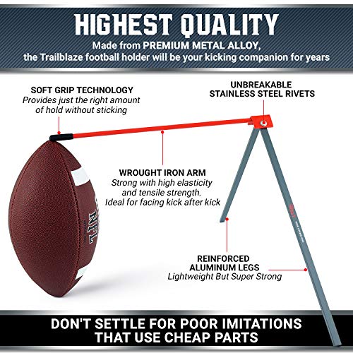 Trailblaze Football Kicking Tee True Strike Pro | Football Kicking Stand | Football Tee Holder Compatible for All Ball Sizes | Super Strong Portable Football Field Goal Stand with Improvement Tracker