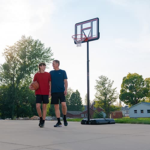 Lifetime Height Adjustable Portable Basketball Hoop Pro Court System, 44 Inch Backboard, Red/White