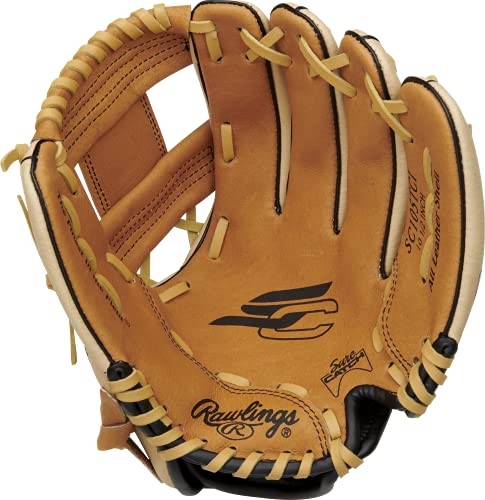 Rawlings Sure Catch Glove Series | T-Ball & Youth Baseball Gloves | Right Hand Throw | 10.5" | Tan/Camel