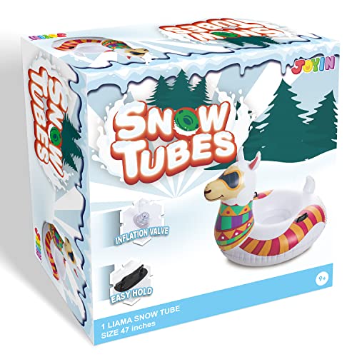JOYIN 47” Inflatable Snow Tube for Kids and Adults, Heavy-Duty Snow Tube for Sledding, Great Inflatable Snow Tubes for Winter Fun and Family Activities (Llama)