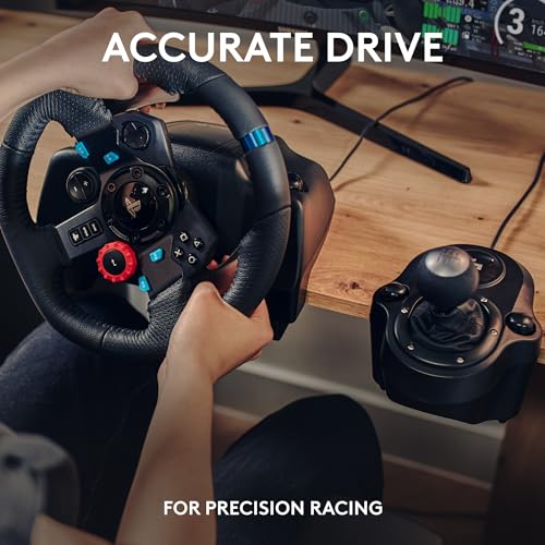 Logitech G29 Driving Force Racing Wheel and Pedals, Force Feedback, Real Leather + Logitech G Driving Force Shifter - For PS5, PS4 and PC, Mac - Black