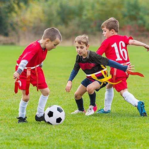Flag Football Set, 14 Player Flag Football Belts Kit, Includes 14 Belts, 42 Flags,12 Cones and Storage Bag (Red-Yellow)