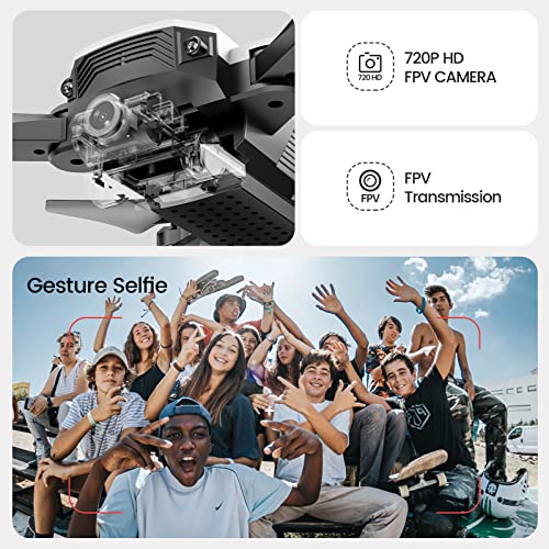 DEERC D20 Mini Drone with Camera for Kids, Remote Control Toys Gifts for Boys Girls with Voice Control, Gestures Selfie, Altitude Hold, Gravity Control, One Key Start, 3D Flips 2 Batteries, White