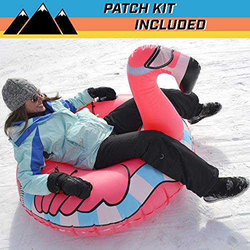 GoFloats Winter Snow Tube - Inflatable Sled for Kids and Adults (Choose from Unicorn, Disney's Frozen, Ice Dragon, Polar Bear, Penguin, Flamingo)