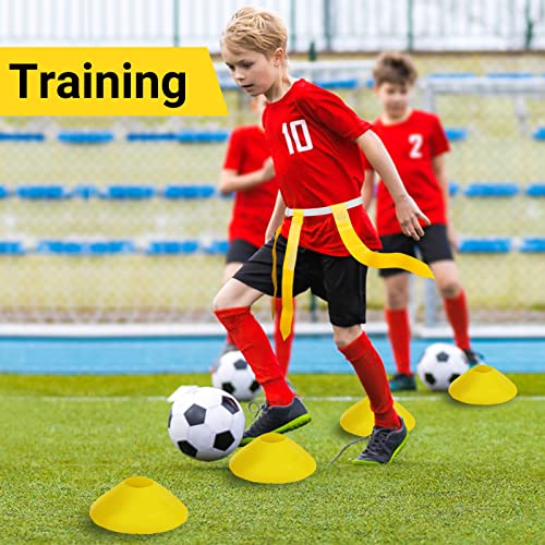 Flag Football Set, 14 Player Flag Football Belts Kit, Includes 14 Belts, 42 Flags,12 Cones and Storage Bag (Red-Yellow)