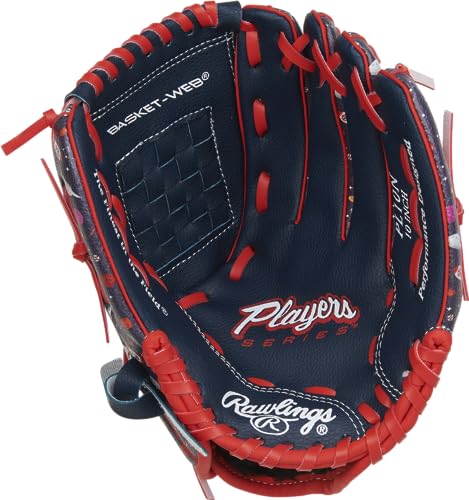 Rawlings | PLAYERS SERIES Youth Baseball Glove | Right Hand Throw | 10" - Basket Web | Navy/Space