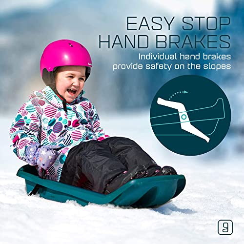Gizmo Riders Tron Snow Sleds for Kids - Toboggan Sled, Bobsled, Durable Plastic Sled with Hand Brakes, Tow Strap, Anti-Slip Seat, Lightweight, Outdoor Toys, Snow Toys, Ages 3+, Up to 120 lbs