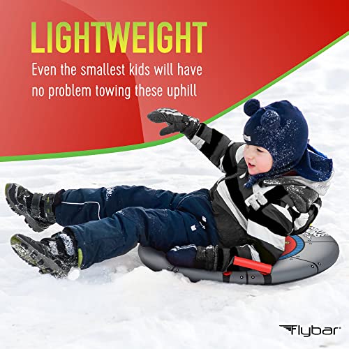 Flybar Snow Sled for Kids - Foam Saucer Disc Sled, Ages 6+, Easy Grip Handles, Durable with Slick Bottom & PE Core Build, Lightweight Sleds for Kids, Snow Toys for Kids Outdoor, Up to 110 lbs, 26"