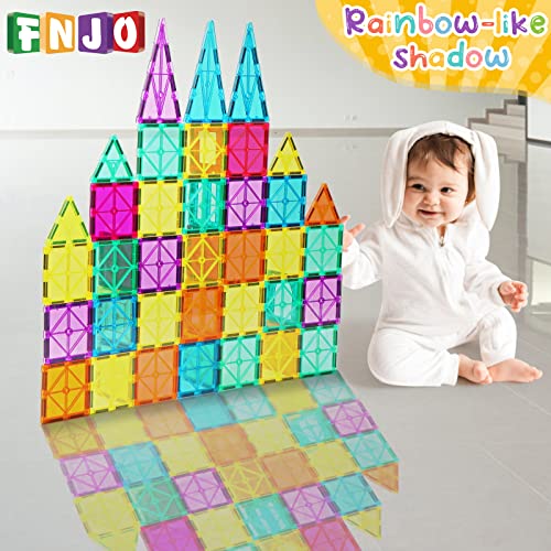 FNJO Magnetic Tiles, 110PCS Magnet Building Set, Magnetic Building Blocks,Construction STEM Toys for Kids, Gift for Boys Girls