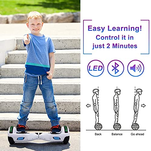 SISIGAD Hoverboard for Kids Ages 6-12, with Built-in Bluetooth Speaker and 6.5" Colorful Lights Wheels, Safety Certified Self Balancing Scooter Gift for Kids