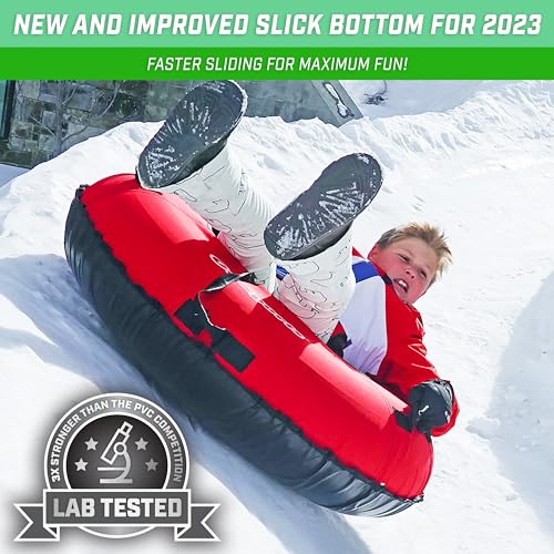 GoSports 44 in Heavy-Duty Winter Snow Tube with Premium Canvas Cover - Commercial Grade Sled - Choose Your Style