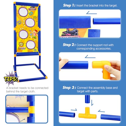 Shooting Game Toy for Boys - 2 Player Toy Foam Blaster Air Guns, 24 Foam Bullet Balls Popper & Standing Shooting Target, Birthday Gifts for Age 3 4 5 6 7 8 9 10-12 Years Old Kids, Girls