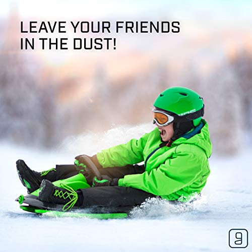 Gizmo Riders Stratos Snow Sled for Kids 2 Person Steerable Snow Bobsled, Kids Sled, Toddler Sled for Ages 3 and Up, Plastic Sled with Brake & Anti-Slip Seat, Racing Sleds for Kids, Holds 250 lbs