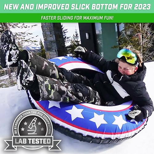 GoSports 44 in Heavy-Duty Winter Snow Tube with Premium Canvas Cover - Commercial Grade Sled - Choose Your Style