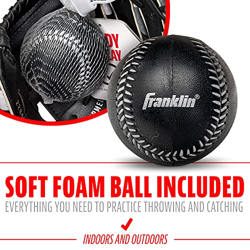Franklin Sports Kids Baseball Gloves - RTP Youth Teeball Glove + Ball Set - Boys + Girls Mitt Set - Kids + Toddlers - Right Hand Throw - Black - 9.5"