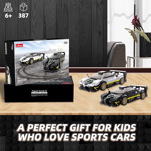 YYC by RASTAR 1:28 Pagani Zonda R Toy Car Model Building Kit, Collectible Sports Car Set with 387pcs Bricks, Removeable Roof, Free Wheel, Birthday Gift Idea for Boys, Girls, and Kids Ages 6 Plus Black