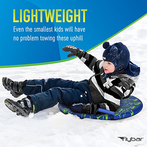 Flybar Snow Sled for Kids - Foam Saucer Disc Sled, Ages 6+, Easy Grip Handles, Durable with Slick Bottom & PE Core Build, Lightweight Sleds for Kids, Snow Toys for Kids Outdoor, Up to 110 lbs, 26"