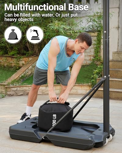 WIN.MAX Basketball Hoop Outdoor 3.8-10ft Adjustable Height, 44inch Backboard, Swimming Pool Basketball Hoop & Goal for Kids/Adults Indoor