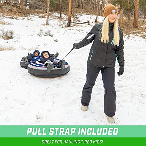 GoSports Heavy Duty 2 Person Winter Snow Tube with Premium Canvas Cover - America, Blue, Red or Retro