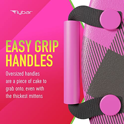 Flybar Snow Sled for Kids - Foam Saucer Disc Sled, Ages 6+, Easy Grip Handles, Durable Slick Bottom & PE Core Build, Lightweight Sleds for Kids, Snow Toys for Kids, Up to 110 lbs, 26" - Pink Plaid