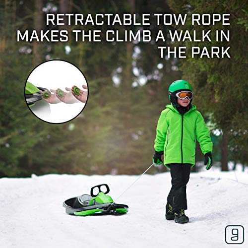 Gizmo Riders Stratos Snow Sled for Kids 2 Person Steerable Snow Bobsled, Kids Sled, Toddler Sled for Ages 3 and Up, Plastic Sled with Brake & Anti-Slip Seat, Racing Sleds for Kids, Holds 250 lbs