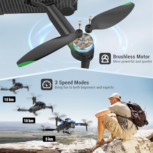 4K Camera Mini Drone - Foldable, Adjustable Lens, Headless Mode, One Key Take Off/Land,Carrying Case, Adjustable Lens, for Kids, Adults, Beginners