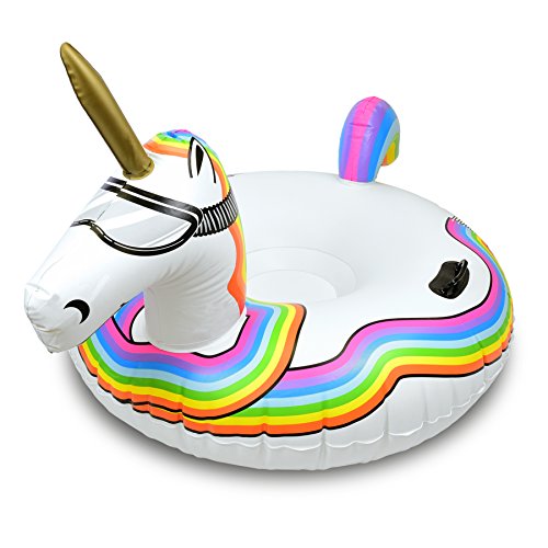 GoFloats Winter Snow Tube - Inflatable Sled for Kids and Adults (Choose from Unicorn, Disney's Frozen, Ice Dragon, Polar Bear, Penguin, Flamingo)