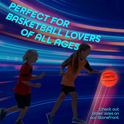 GlowCity Glow in The Dark Basketball for Teen Boy - Basketball Gift - Glowing Red Basket Ball, Light Up LED Toy for Night Ball Games - Sports Stuff & Gadgets for Kids Age 8 Years Old and Up