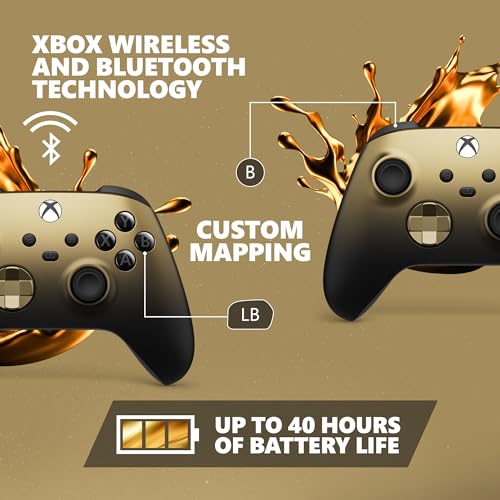 Xbox Wireless Controller Gold Shadow Special Edition - Wireless & Bluetooth Connectivity - New Hybrid D-Pad - New Share Button - Featuring Textured Grip - Easily Pair & Switch Between Devices