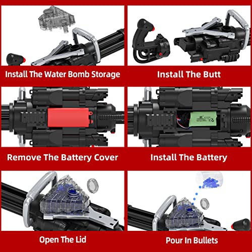 edifying Gel Ball Blaster, Electric Splatter Ball with 30,000 Water Beads,Large Capacity Gatling M134 for Outdoor Backyard Team Games, Boys and Girls for Age 12+(Big Black)