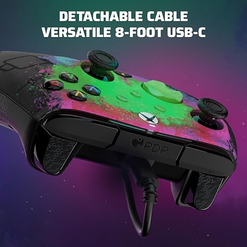 PDP Gaming REMATCH GLOW Advanced Wired Controller Licensed for Xbox Series X|S/Xbox One/PC, Customizable, App Supported - Space Dust (Glow in the Dark)