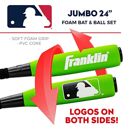 Franklin Sports MLB Kids Foam Baseball Bat + Ball Set - Jumbo Oversize Tball + Baseball Bat + Foam Ball for Kids + Toddlers - Green - 24"