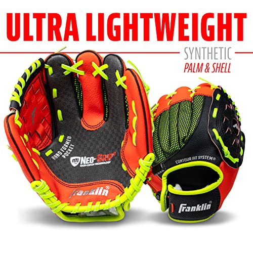 Franklin Sports Kids Baseball Glove - NeoGrip Boys + Girls Youth Tball Glove - Toddler Teeball + Baseball Mitt - Right Hand Throw - Red - 9.0"