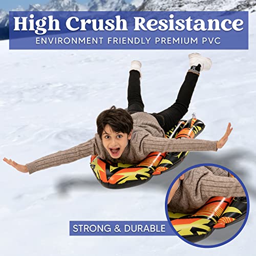 JOYIN Inflatable Snow Sleds (2 Pack), 40" Heavy Duty Snow Tube with Handles, Cold Resistant Snow Sled for Kids and Adults Winter Toys Gifts,Toboggan for Family Winter Outdoor Activities