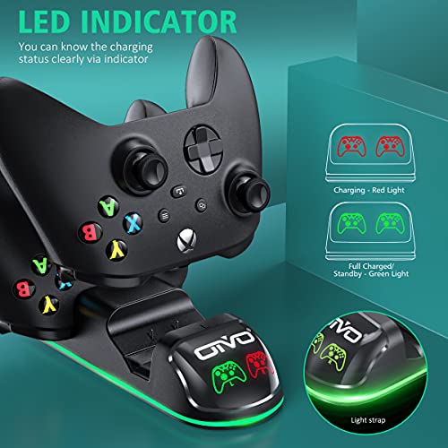 OIVO XSX Controller Charger Station with 2 Packs 3360mWh Rechargeable Battery for Xbox Series X/S/One/Elite/Core Controller, Charging Dock with 4 Packs Covers (1400mAh)