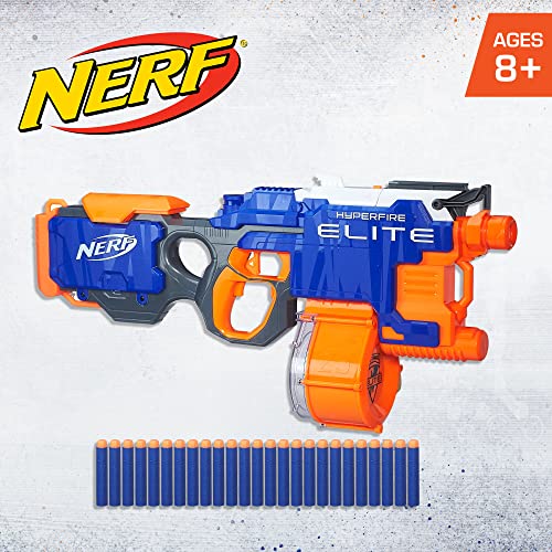 Nerf HyperFire Motorized Elite Blaster, 25-Dart Drum, Fires Up To 5 Darts Per Second, Includes 25 Official Nerf Elite Darts (Amazon Exclusive)